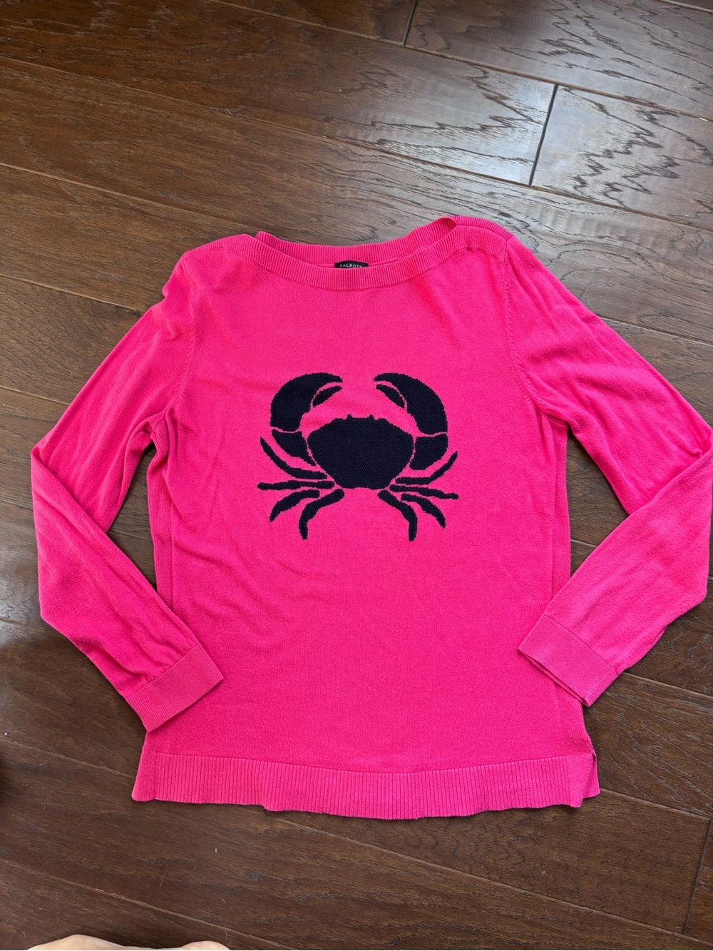 Talbots Hot Pink Sweater with Navy Crab Large